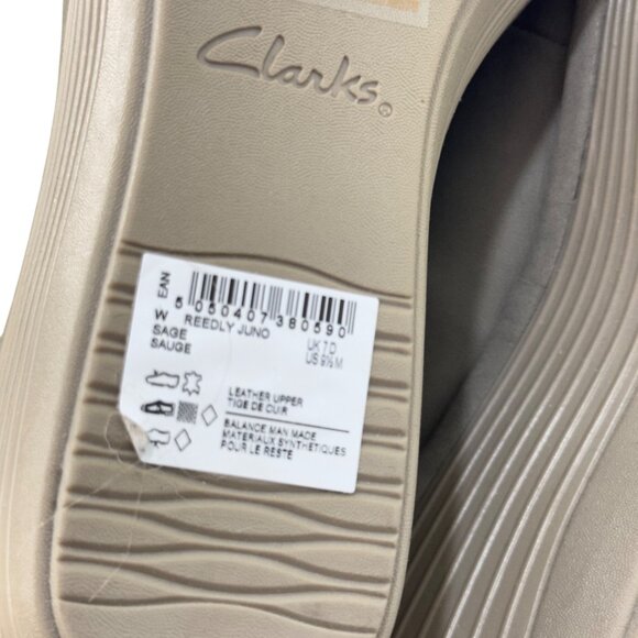 Clarks Reedly Juno Tan Sage Leather Wedge Sandals Womens 9.5M Adjustable Straps - Picture 4 of 15